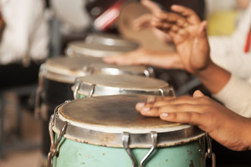 A Drummer in Action - Playing Bongo