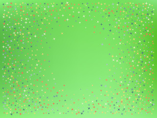 Lime color background. Stars confetti. 