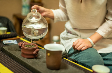 china tea ceremony. tea cup and teapot