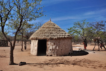 Fototapeta na wymiar Huts in which people live in the Himba tribe.