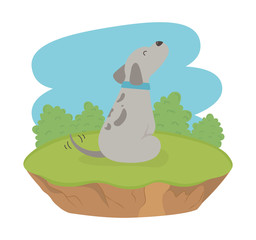 cute little dog mascot in the field character