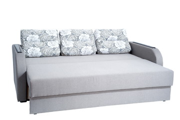 Folding sofa standing on a white background isolated