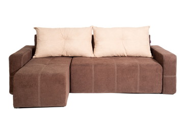 Folding sofa standing on a white background isolated