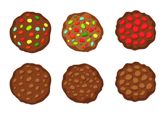 Chocolate Baked Cookies on white background illustration vector 