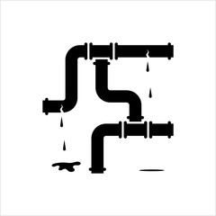 Broken Pipe Icon, Leakage In Pipe