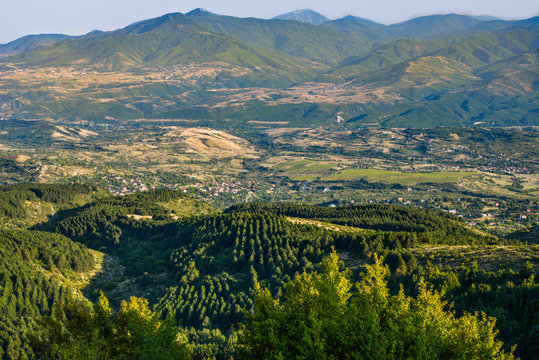 Cable car climbs up to Millenium Cross,Skopje,North Macedonia.