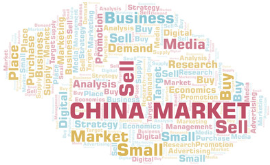 Fototapeta premium China Market word cloud. Vector made with text only.