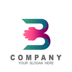 Letter b and hand logo template, fast and hand icon