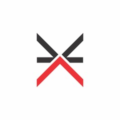 letter x geometric arrow line logo vector