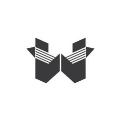 letter w stripes geometric fast arrow logo vector
