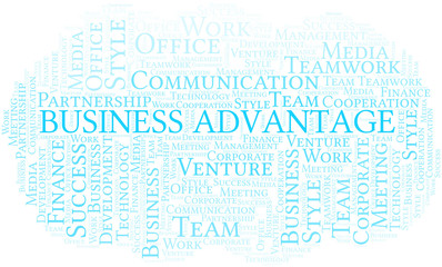 Fototapeta premium Business Advantage word cloud. Collage made with text only.
