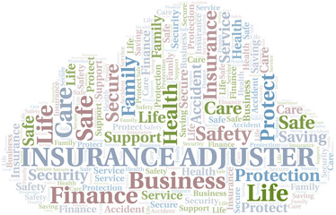 Insurance Adjuster word cloud vector made with text only.