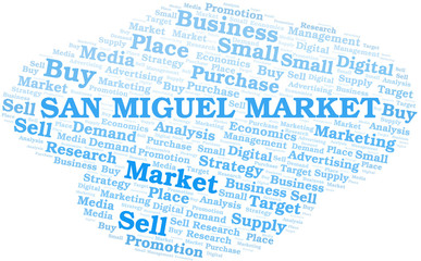 San Miguel Market word cloud. Vector made with text only.