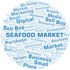 Obraz premium Seafood Market word cloud. Vector made with text only.