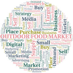 Fototapeta premium Outdoor Food Market word cloud. Vector made with text only.