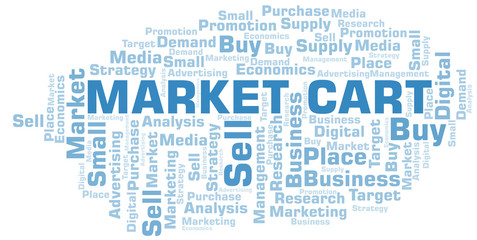 Market Cart word cloud. Vector made with text only.