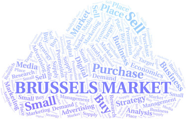 Obraz premium Brussels Market word cloud. Vector made with text only.