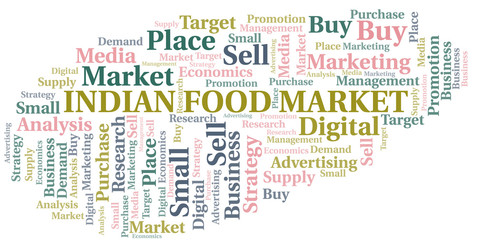 Fototapeta premium Indian Food Market word cloud. Vector made with text only.