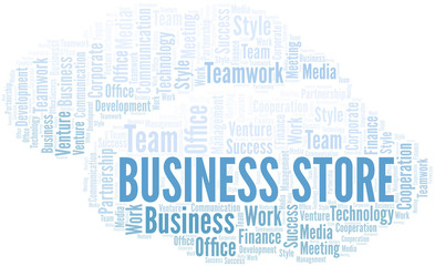 Obraz premium Business Store word cloud. Collage made with text only.