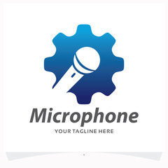 Fototapeta na wymiar Microphone Gear Logo Design Template