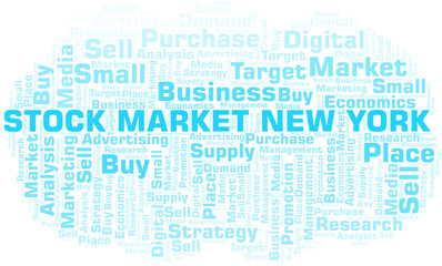 Stock Market New York word cloud. Vector made with text only.
