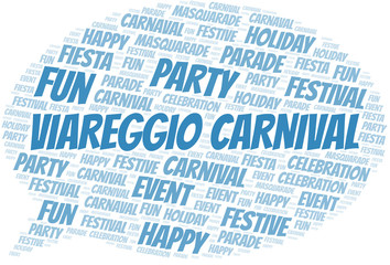 Viareggio Carnival word cloud vector made with text only.