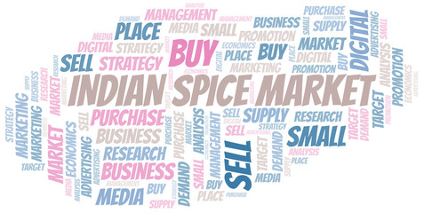 Obraz premium Indian Spice Market word cloud. Vector made with text only.