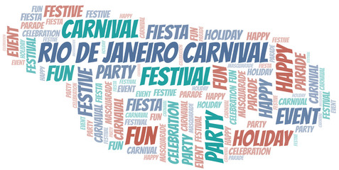 Rio De Janeiro Carnival word cloud vector made with text only.