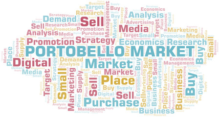 Portobello Market word cloud. Vector made with text only.