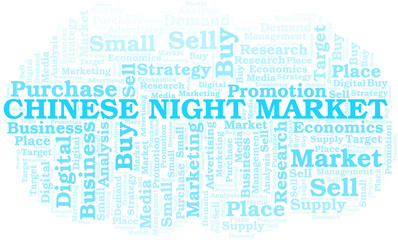 Chinese Night Market word cloud. Vector made with text only.