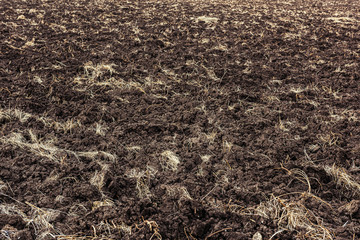 Fototapeta na wymiar Field with plowed land background