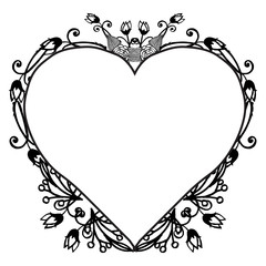 Black and white floral frame, beautiful template for invitations, greeting cards. Vector
