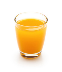 Glass of fresh orange juice isolated on white background