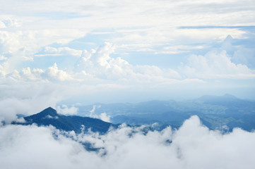 Fototapeta premium Landscape sea of fog at the mountains, Thailand