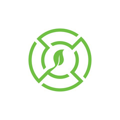 leaf circle geometric line logo vector