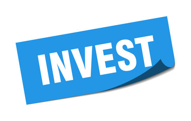 invest sticker. invest square isolated sign. invest