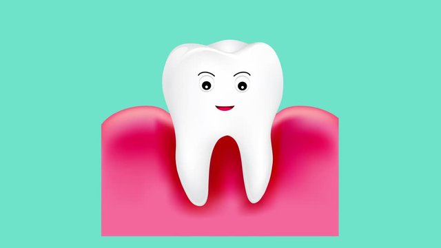 Step of gum disease. Healthy tooth and gingivitis. Cute cartoon character design. Dental care concept. Animation design