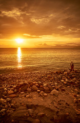 Obraz premium Atardecer en el Mar Meditación Yoga