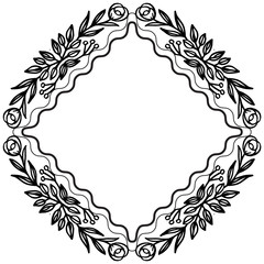 Floral seamless pattern, flower black and white background, ornate of cards. Vector