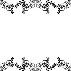 Pattern unique floral frame, isolated on a white backdrop, design of invitation card. Vector