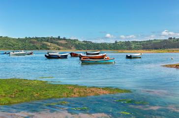 Fototapeta na wymiar fishing boats in the Bay of Biscay