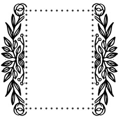 Ornament of flower frame, with colors black and white, for design various of cards. Vector