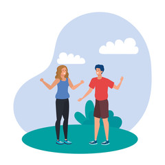 young lovers couple in the landscape