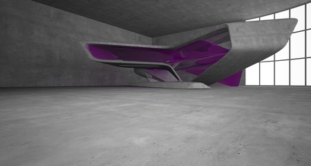 Abstract architectural concrete smooth interior of a minimalist house. 3D illustration and rendering.