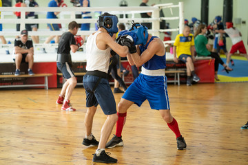 Muscular boxing fighters