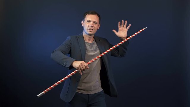 Video of magician man with stick