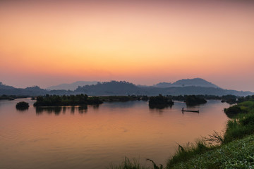 Beautiful sunrise on Mekong river, border of Thailand and Laos, NongKhai province,Thailand.