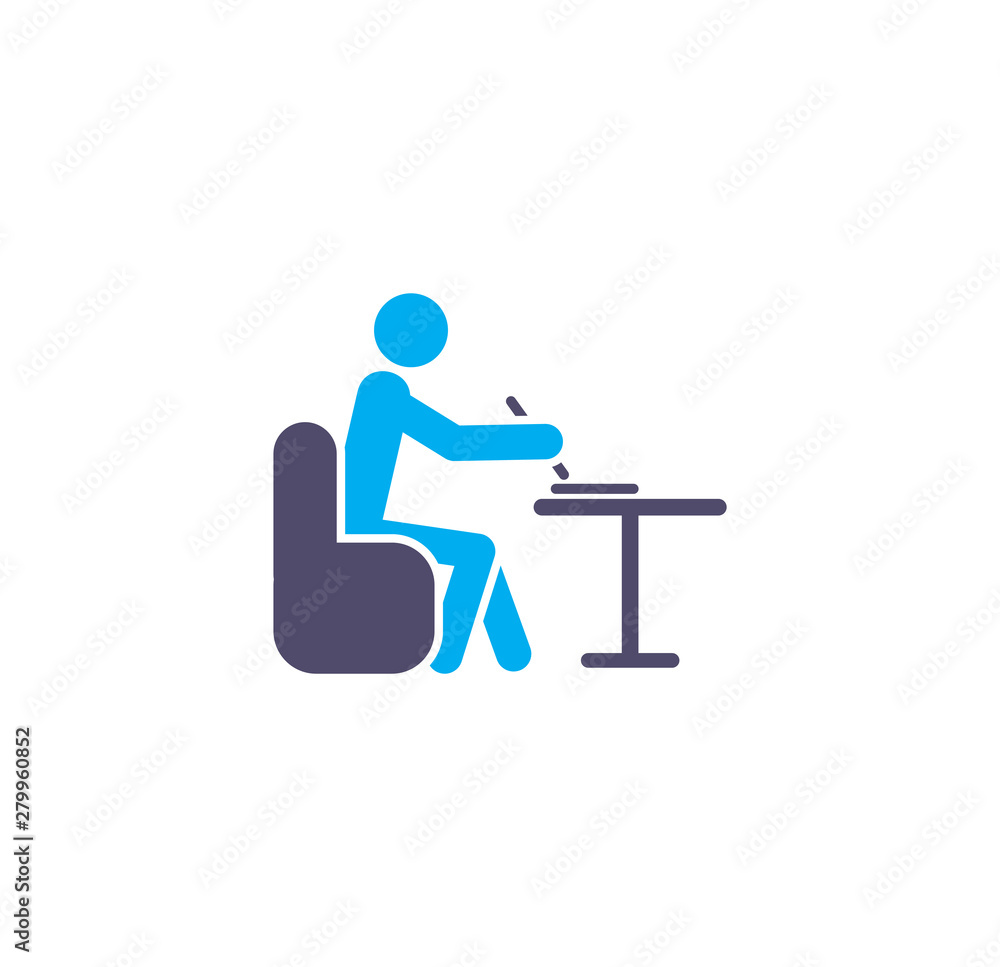 Poster business person icon on background for graphic and web design. simple illustration. internet concept