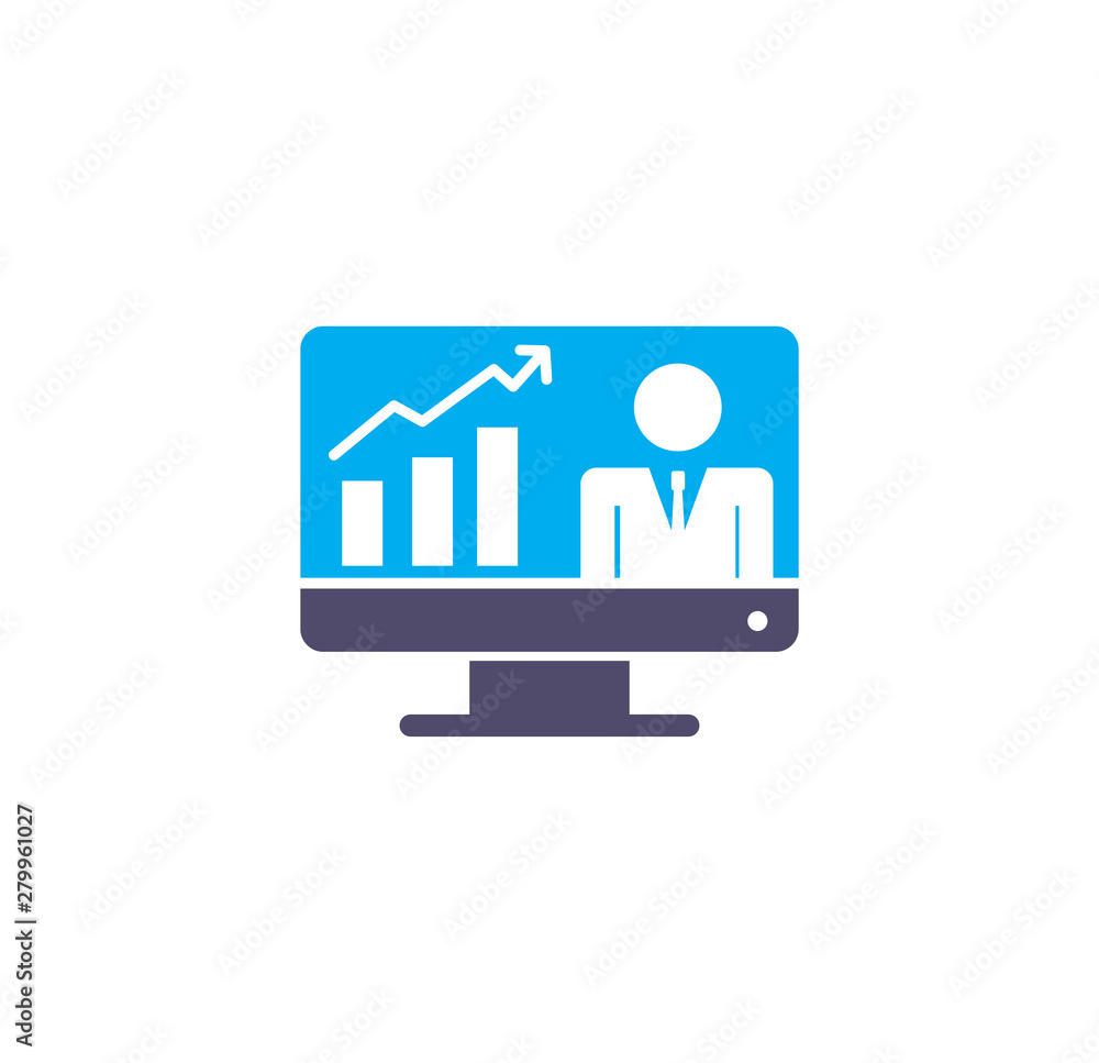 Poster business person icon on background for graphic and web design. simple illustration. internet concept