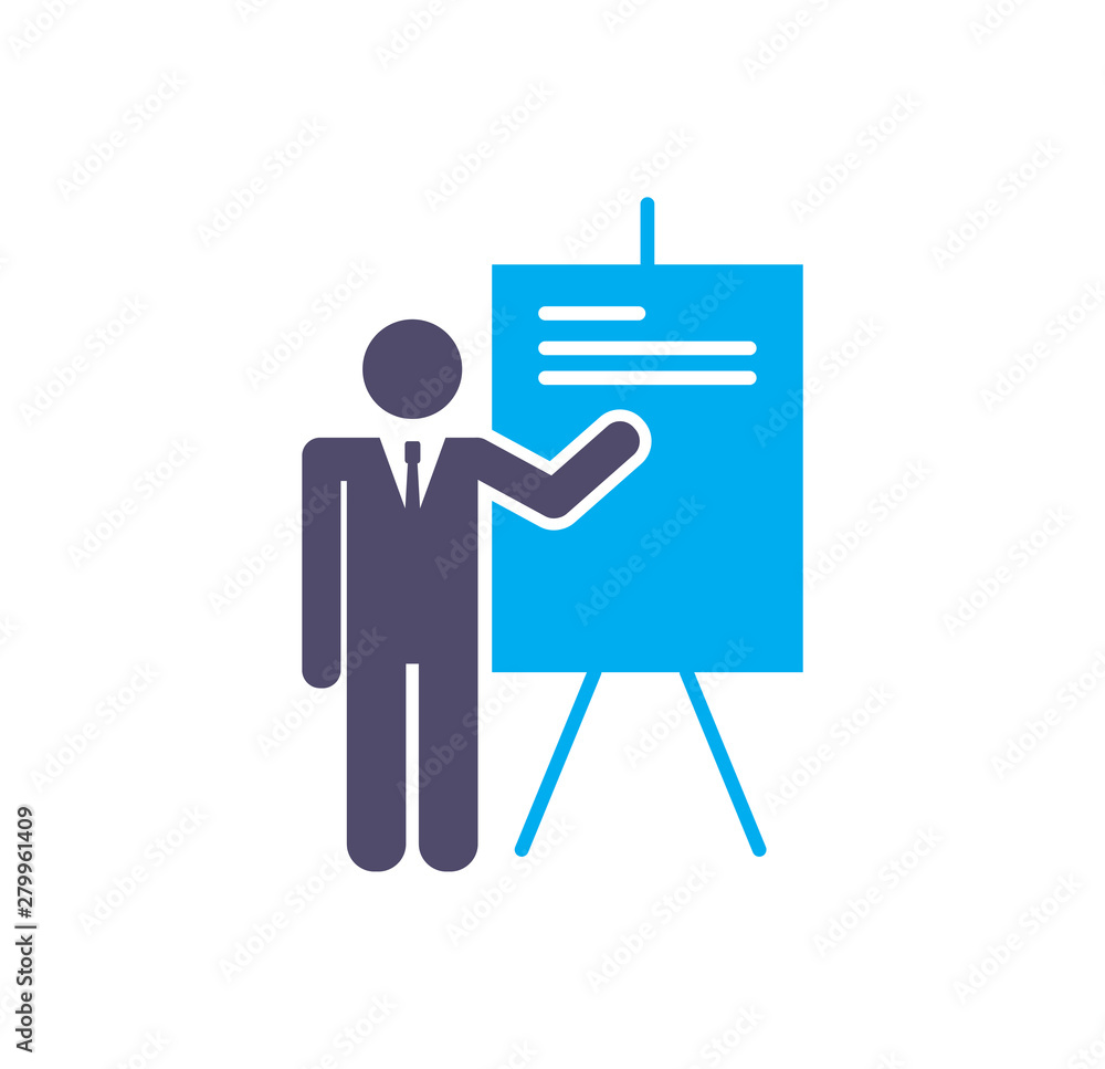 Poster business person icon on background for graphic and web design. simple illustration. internet concept